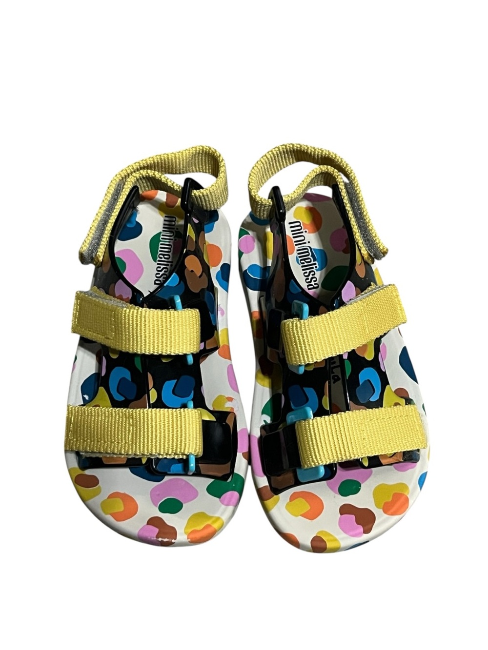 Mini Melissa Yellow Strap Kids Sandals with Multicolor Spot Print TODDLER 8